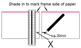 shade in to mark frame side of paper - 90mm