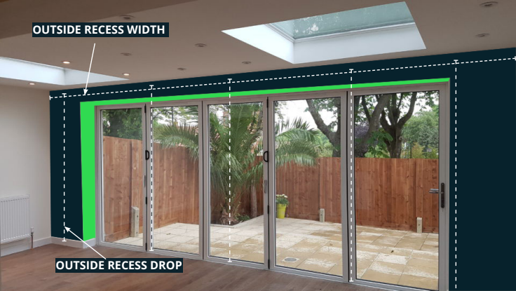 vertical blinds for bifold doors - outside recess width and drop