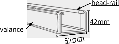 headrail valance dimensions - 42mm x 57mm