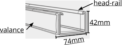 headrail valance dimensions - 42mm x 74mm