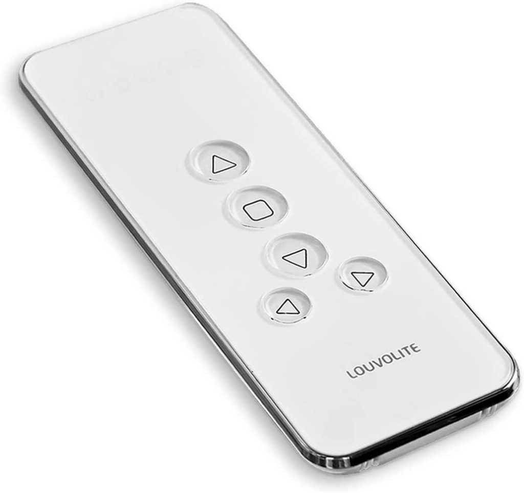 A Louvolite remote control for motorised roller blinds