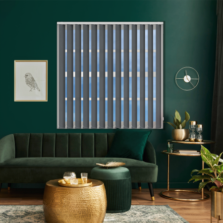 Asteroid Graphite Vertical Blinds Open