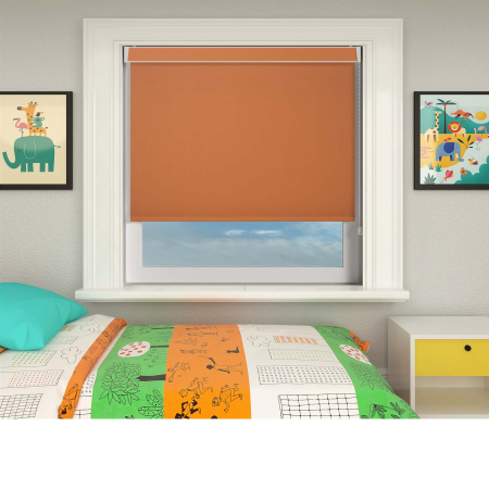 Bedtime Bright Orange Electric No Drill Roller Blinds