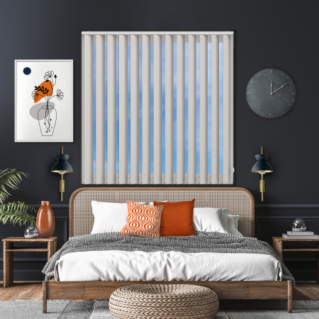Bedtime Grey White Replacement Vertical Blind Slats Open