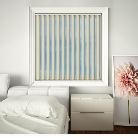 Blackout Thermic Cream Vertical Blinds Open