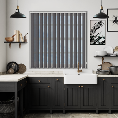 Charlie Graphite Replacement Vertical Blind Slats Open