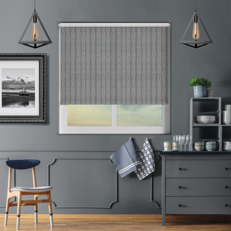 Chevron Charcoal Cordless Roller Blinds