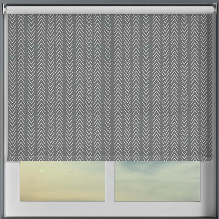Chevron Charcoal Electric Roller Blinds Frame