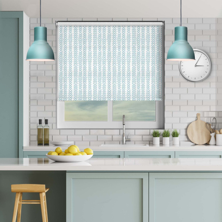 Chevron Teal Electric Roller Blinds