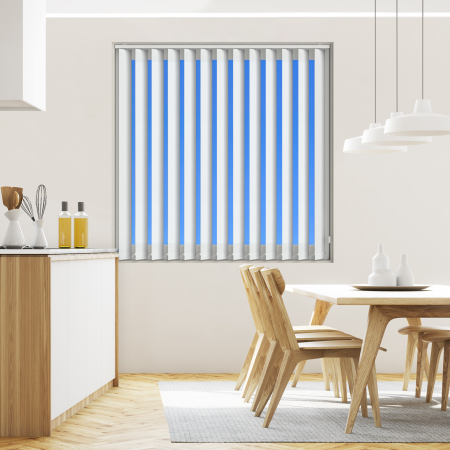 Cleo White Vertical Blinds Open