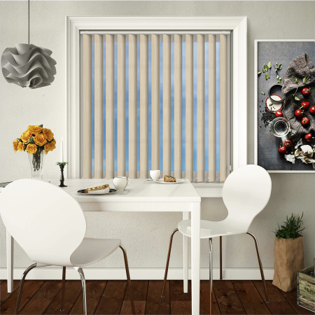 Couture Magnolia Vertical Blinds Open