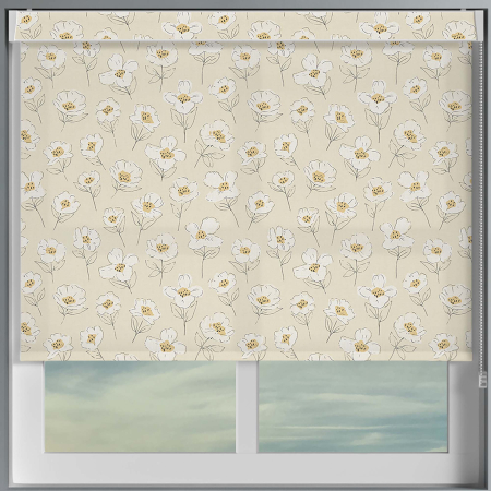 Evergreen Floral Yellow Electric No Drill Roller Blinds Frame