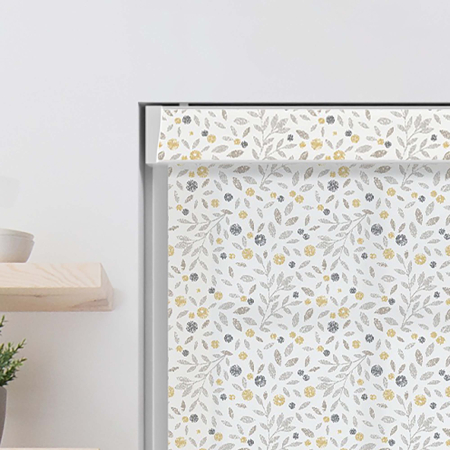 Floral Scatter Mustard Electric No Drill Roller Blinds Product Detail
