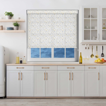 Floral Scatter Mustard Electric No Drill Roller Blinds