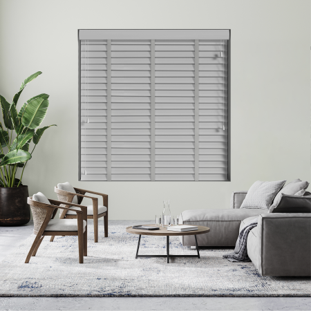 Kalm Faux Wood with Lunar Tape Wood Venetian Blinds