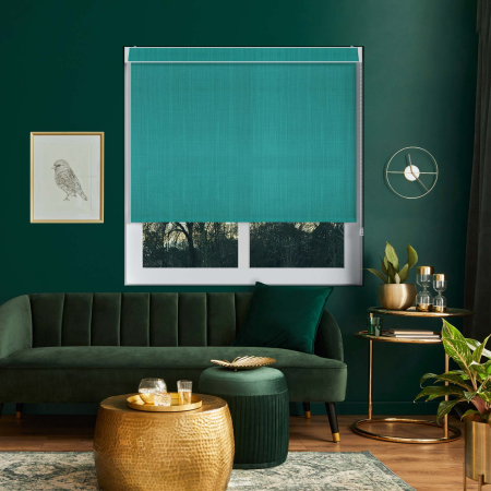 Linen Teal Electric No Drill Roller Blinds