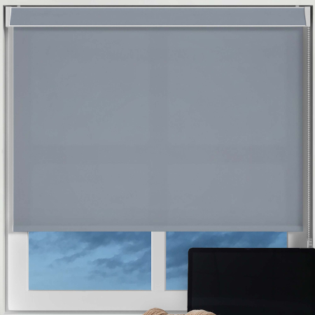 Luxe Blue Haze Electric No Drill Roller Blinds Frame