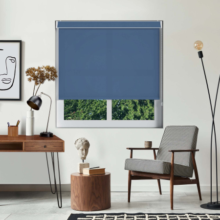 Luxe Denim Electric No Drill Roller Blinds