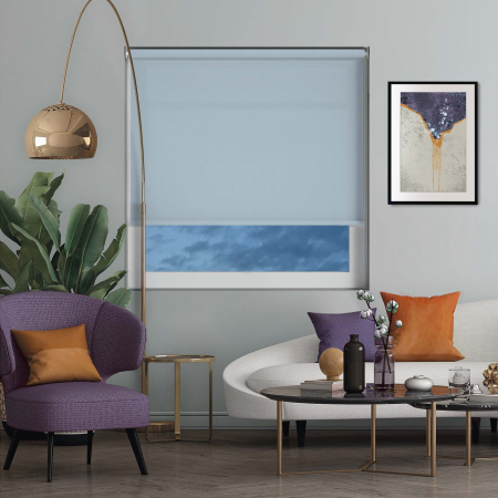 Luxe Smokey Blue Cordless Roller Blinds