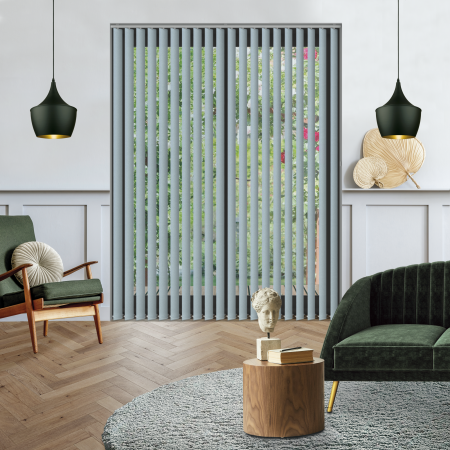 Luxe Smokey Blue Replacement Vertical Blind Slats Open