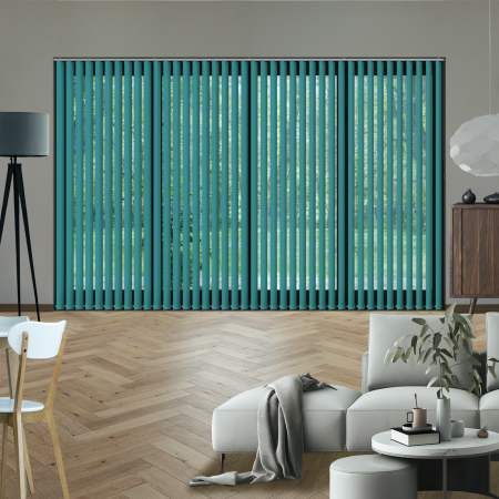 Luxe Teal Replacement Vertical Blind Slats Open