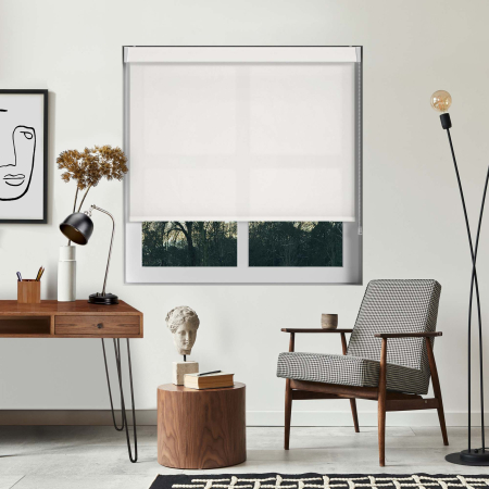 Luxe White Electric No Drill Roller Blinds