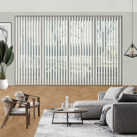 Luxe White Replacement Vertical Blind Slats Open
