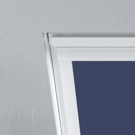 Midnight Blue Dakea Roof Window Blinds Detail White Frame