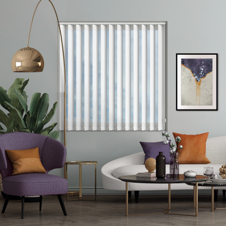Montreal Frost Vertical Blinds Open