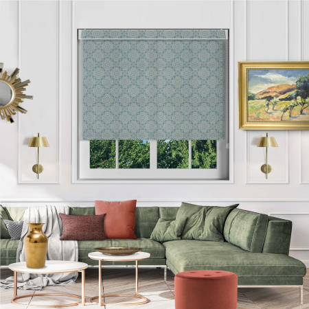 Morocco Smokey Blue Electric No Drill Roller Blinds
