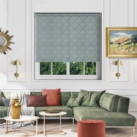 Morocco Smokey Blue Electric Roller Blinds