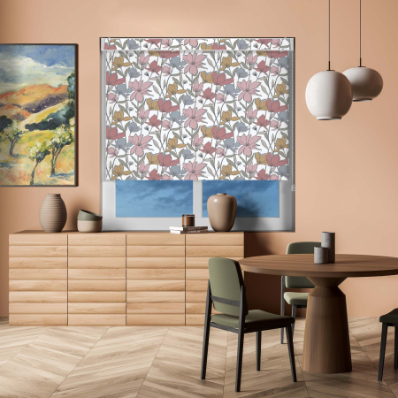 Muted Autumn Blooms Electric No Drill Roller Blinds