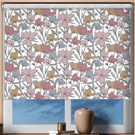 Muted Autumn Blooms Electric Roller Blinds Frame