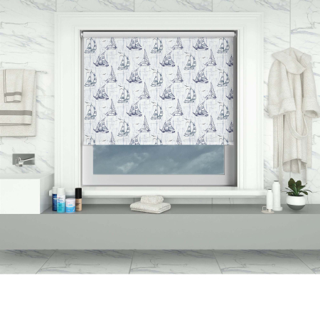 Nautical Waves Cordless Roller Blinds
