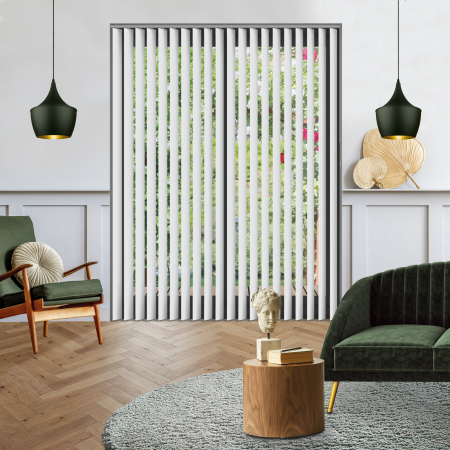 Nico White Vertical Blinds Open
