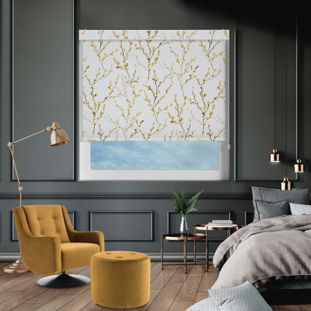 Osier Mustard Electric No Drill Roller Blinds
