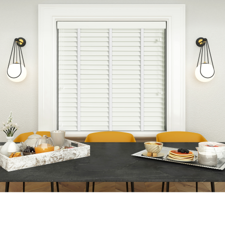 Pure White with Cotton Tape Wood Venetian Blinds