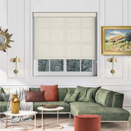 Rhomboid Beige Electric No Drill Roller Blinds