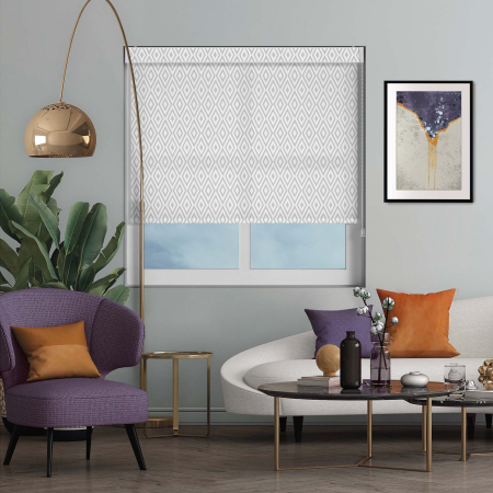 Rhomboid Grey Electric No Drill Roller Blinds