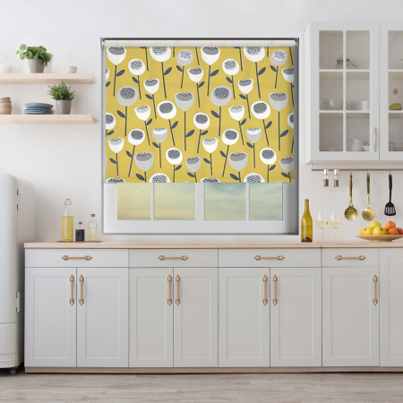 Seed Pod Mustard Electric Roller Blinds