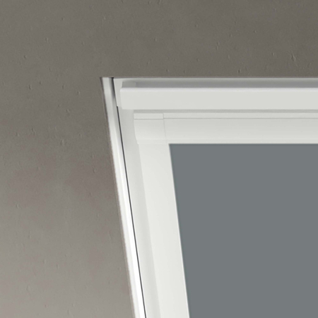 Shower Safe Grey DuratechRoof Window Blinds Detail White Frame
