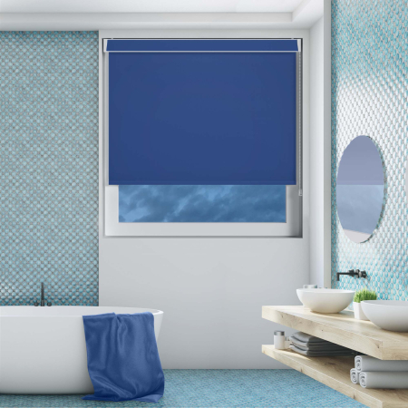Shower Safe Imperial Blue Electric No Drill Roller Blinds