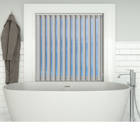 Shower Safe Light Grey Replacement Vertical Blind Slats Open