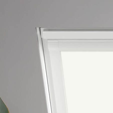 Shower Safe Linen Aurora Roof Window Blinds Detail White Frame