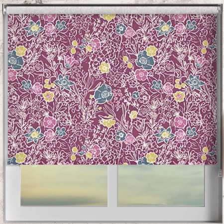 Sketch Floral Raspberry Roller Blinds Frame