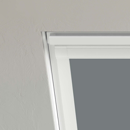 Smoldering Charcoal Aurora Roof Window Blinds Detail White Frame
