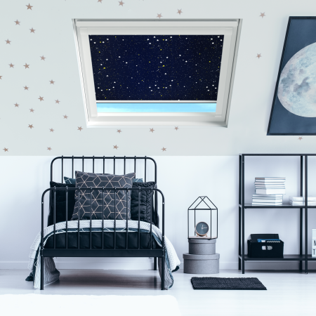Starry Night Roto Roof Window Blinds White Frame