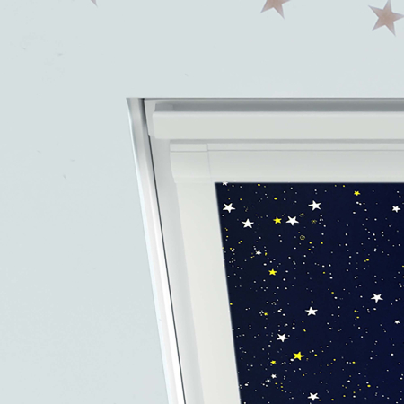 Starry Night Aurora Roof Window Blinds Detail White Frame