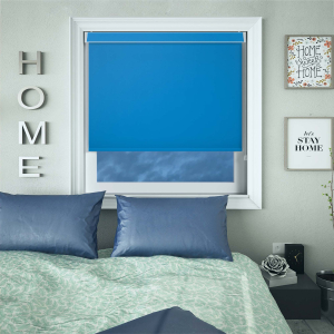 Bedtime Vibrant Blue Electric No Drill Roller Blinds