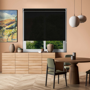 Black Sun Screen Electric No Drill Roller Blinds